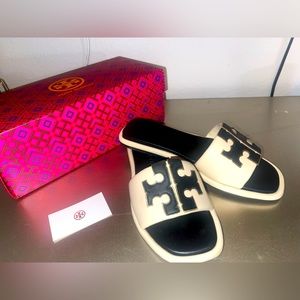Tory Burch | DoubleT Padded Leather Slides | Size 7
